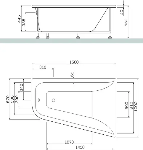 Ванна акриловая Am.Pm Inspire 160x100 ориентация правая