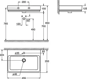 Раковина Grohe Cube Ceramic 45 белый 3948300H Раковина Grohe Cube Ceramic 45 белый 3948300H, 2