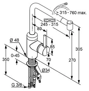 Смеситель для кухни с выдвижным изливом Kludi L-ine хром 428210577 Смеситель для кухни с выдвижным изливом Kludi L-ine хром 428210577, 2