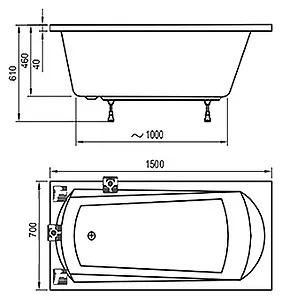 Ванна акриловая Ravak DOMINO 150x70 C641000000, 3
