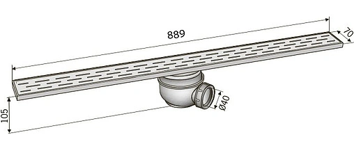 Лоток душевой Set 889мм h=80мм 0.5л/сек ACO Showerline 405720