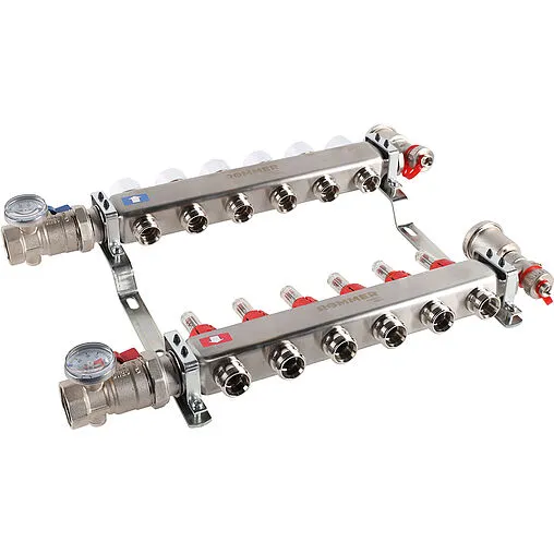 Группа коллекторная с расходомерами 6 отводов 1&quot;в/в x ¾&quot;ек Rommer RMS-1210-000006