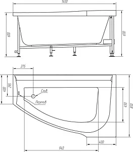 Ванна акриловая BellRado Мэги 140x85 R BR7011025-00(R) Ванна акриловая BellRado Мэги 140x85 R BR7011025-00(R), 2
