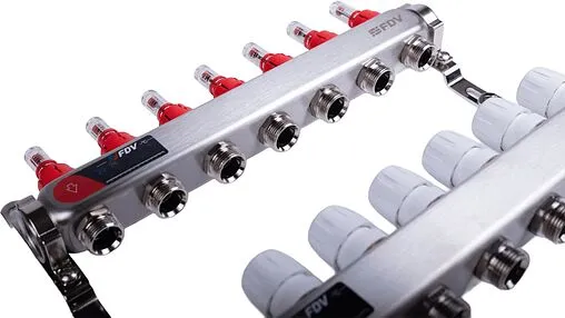 Группа коллекторная с расходомерами 7 отводов 1&quot;в/в x ¾&quot;ек FDV S1101A-1/7