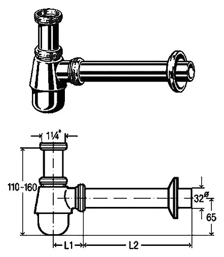 Сифон для биде Viega 5555 хром 114619