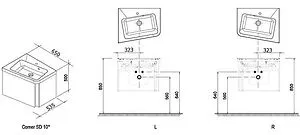 Тумба под умывальник подвесная Ravak 10° SD 65 L белый X000000745, 2