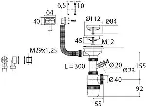 Сифон бутылочный для мойки с переливом VIRPlast Элит 30987089 Сифон бутылочный для мойки с переливом VIRPlast Элит 30987089, 2