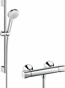 Душевая стойка с термостатом Hansgrohe Ecostat Universal/Crometta 100 Vario 4jet 65см хром/белый 27030400 Душевая стойка с термостатом Hansgrohe Ecostat Universal/Crometta 100 Vario 4jet 65см хром/белый 27030400, 1