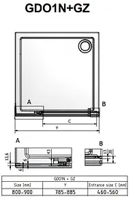 Дверь в нишу 900мм прозрачное стекло Roltechnik Elegant Neo Line GDO1N+GZ/900 188-9000000-00-02+190-0000000-00, 2