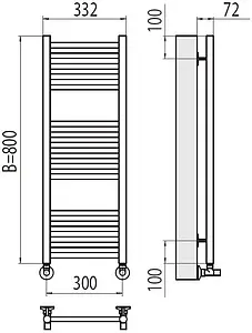 Полотенцесушитель водяной лесенка Terminus Аврора П16 300х800 полированная сталь 4670078529299, 2