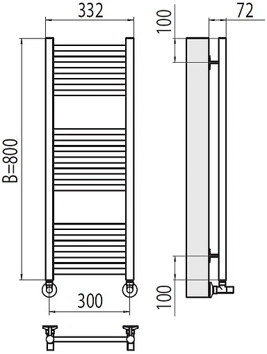 Полотенцесушитель водяной лесенка Terminus Аврора П16 300х800 полированная сталь 4670078529299