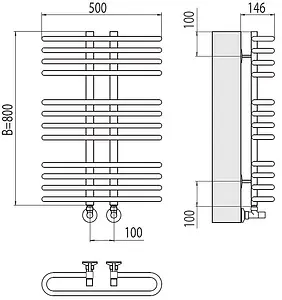 Полотенцесушитель водяной лесенка Terminus Сахара П12 500х800 полированная сталь 4670078529770, 2