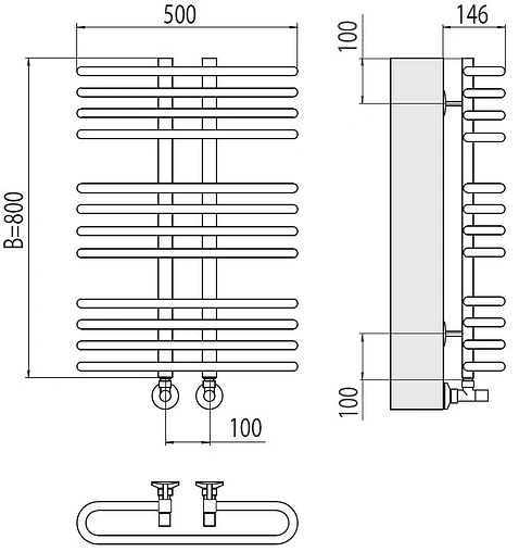 Полотенцесушитель водяной лесенка Terminus Сахара П12 500х800 полированная сталь 4670078529770