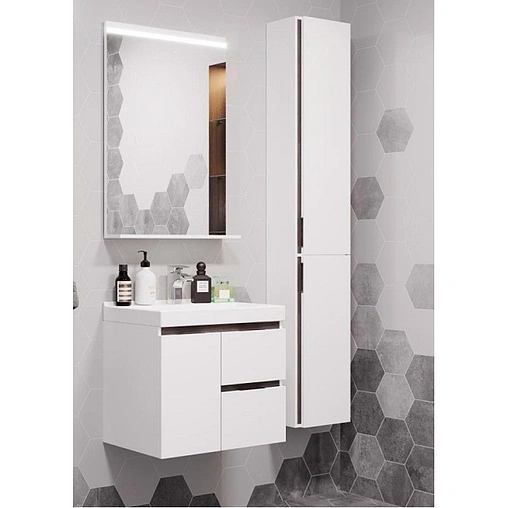 Шкаф-пенал подвесной Aquaton Рене 30 белый/грецкий орех 1A222003NRC80