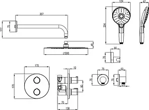 Душевая система с термостатом для душа Lemark Yeti хром LM7829C Душевая система с термостатом для душа Lemark Yeti хром LM7829C, 2