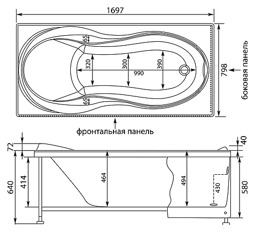 Ванна акриловая Aquanet Grenada 170x80 00203968