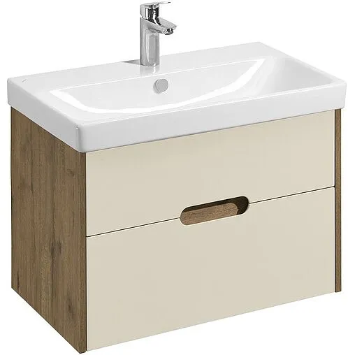 Тумба-умывальник подвесная Aquaton Оливия 80 бежевый/дуб веллингтон 1A2831K0OLVG0