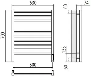 Полотенцесушитель электрический лесенка Terminus Сицилия П9 500х700 электро sensor quick touch полированная сталь 4670078526311, 2