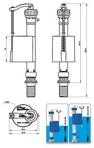 Комплект арматуры для бачка однорежимный ½&quot; латунь нижний Idrospania Loja 51603, 2