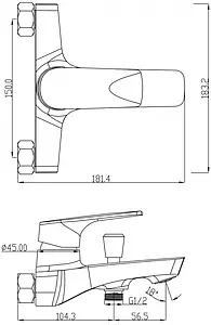 Смеситель для ванны Swedbe Venado хром 1630 Смеситель для ванны Swedbe Venado хром 1630, 2