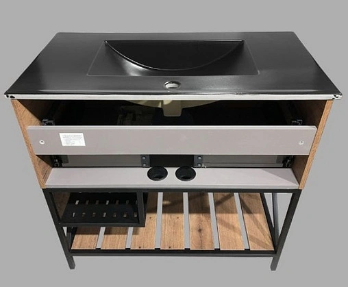 Тумба-умывальник напольная Comforty Бредфорд 90 дуб тёмный/чёрный 00004148003CF