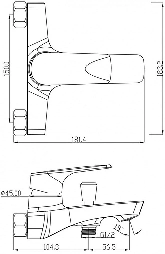 Смеситель для ванны Swedbe Venado хром 1630