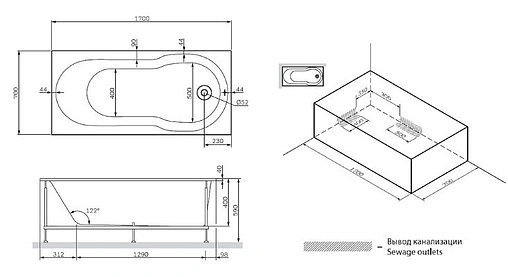 Ванна акриловая Am.Pm X-Joy 170x70 W88A-170-070W-A