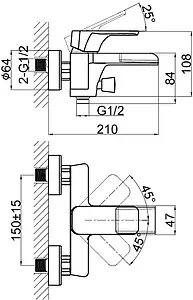 Смеситель для ванны D&K Berlin Freie хром DA1433501 Смеситель для ванны D&K Berlin Freie хром DA1433501, 2