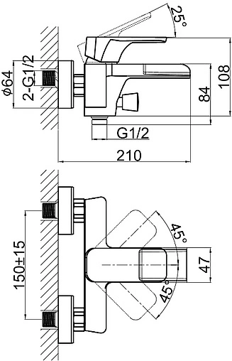 Смеситель для ванны D&K Berlin Freie хром DA1433501 Смеситель для ванны D&K Berlin Freie хром DA1433501