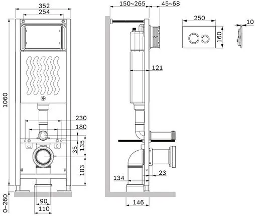 Инсталляция для подвесного унитаза Set 4 в 1 Am.Pm ErgoFit I012711.0138 с кнопкой черный матовый Инсталляция для подвесного унитаза Set 4 в 1 Am.Pm ErgoFit I012711.0138 с кнопкой черный матовый