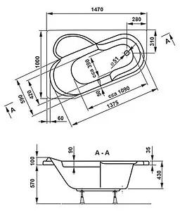 Ванна акриловая Vagnerplast Selena 147x100 R VPBA141SEL3PE-04, 2