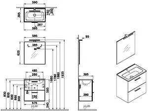 Комплект мебели подвесная VitrA Mia 60 кордоба 75103, 2