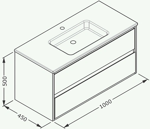 Тумба-умывальник подвесная ISVEA Pro 100 серый 21MGS070100I+10SL50101SV