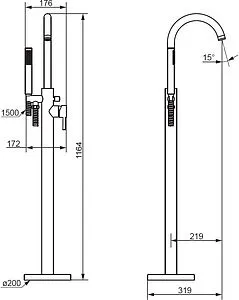 Смеситель для ванны напольный Damixa Scandinavian Pure чёрный матовый 365000300 Смеситель для ванны напольный Damixa Scandinavian Pure чёрный матовый 365000300, 2