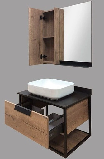 Тумба-умывальник подвесная Comforty Кёльн 75 дуб тёмный/чёрный 00004149065CF Тумба-умывальник подвесная Comforty Кёльн 75 дуб тёмный/чёрный 00004149065CF