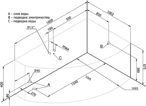 Ванна акриловая Aquanet Jamaica 160x110 R 00203987