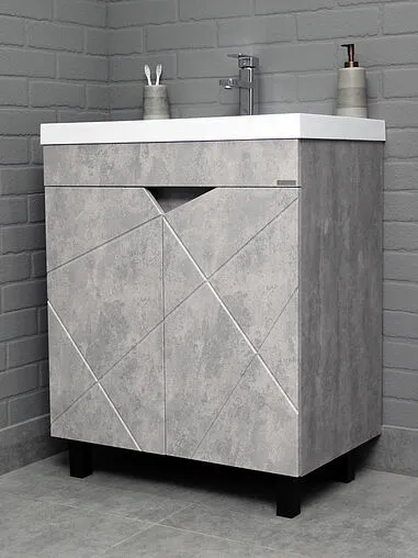 Тумба-умывальник напольная Домино Vector 70 метрополитан грей/бетон серый DV6613T+4627173210171