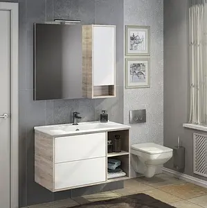 Шкаф-зеркало Comforty Гамбург 90 белый/дуб сонома 00004142227CF, 3