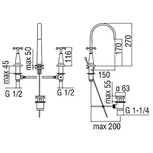 Смеситель для раковины Nobili Carlos Primero хром CP212/1CR Смеситель для раковины Nobili Carlos Primero хром CP212/1CR, 2