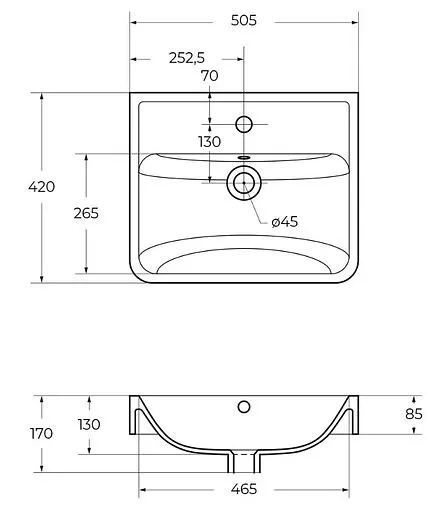 Раковина BelBagno NEON 50 белый 19050
