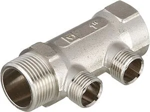 Коллектор распределительный проходной 2 отвода 1"в/н x ½"к Valtec VTc.500.N.0602 Коллектор распределительный проходной 2 отвода 1"в/н x ½"к Valtec VTc.500.N.0602, 1