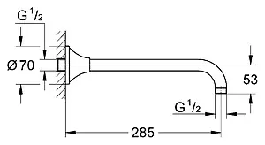 Держатель верхнего душа на стену Grohe Grandera хром/золото 27986IG0, 2
