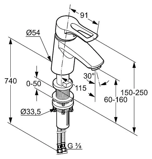 Смеситель для раковины Kludi MX хром 331840562 Смеситель для раковины Kludi MX хром 331840562