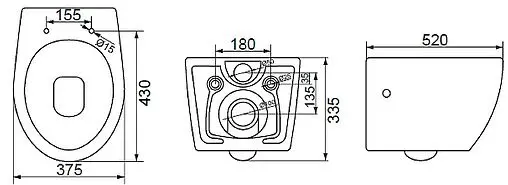 Комплект 5 в 1 BelBagno Prospero BB507B/BB2020SC/BB002-80/BB005-PR-CHROME с кнопкой хром глянцевый