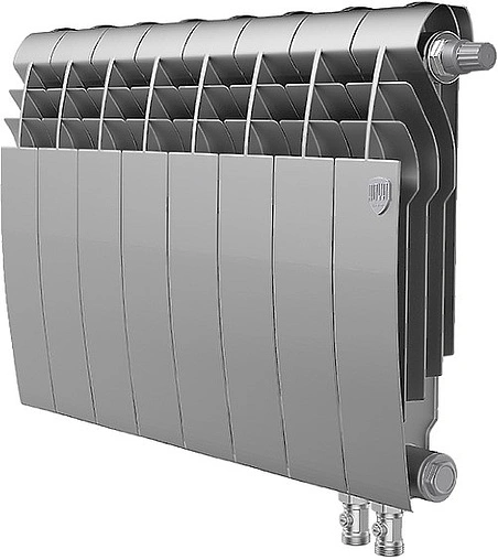 Радиатор биметаллический 8 секций нижнее правое подключение Royal Thermo BiLiner VD 350 Silver Satin RTBSSVDR35008