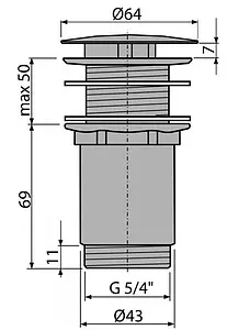 Выпуск без перекрытия для раковины без перелива AlcaPlast хром A396, 2
