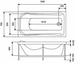 Ванна акриловая Eurolux Akra 160х70 E1016070002 Ванна акриловая Eurolux Akra 160х70 E1016070002, 2