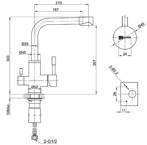 Смеситель для кухни с подключением к фильтру Lemark Expert золото LM5061G