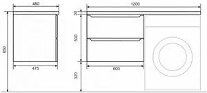 Тумба-умывальник подвесная Uperwood Tanos 120 R белый 291021002 Тумба-умывальник подвесная Uperwood Tanos 120 R белый 291021002, 2