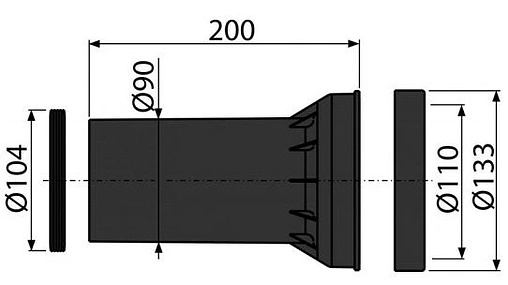 Патрубок для слива к подвесным унитазам AlcaPlast M902